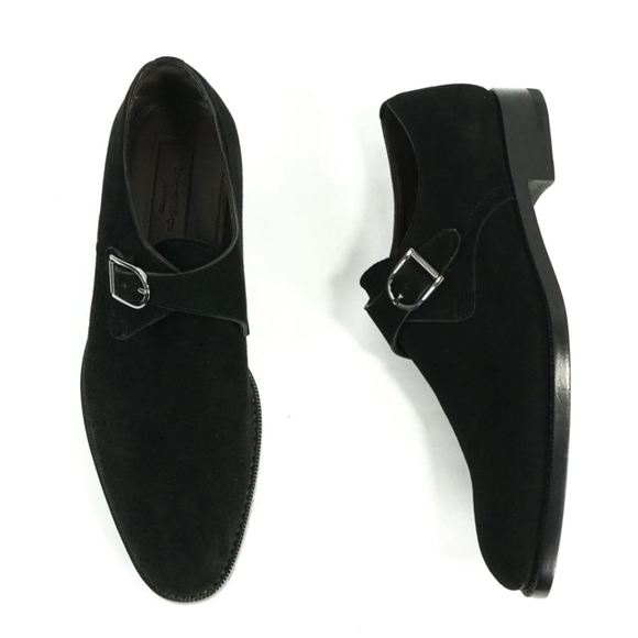 Ermenegildo Zenga Suede Single Monk Strap Flex Loafers Shoes 9